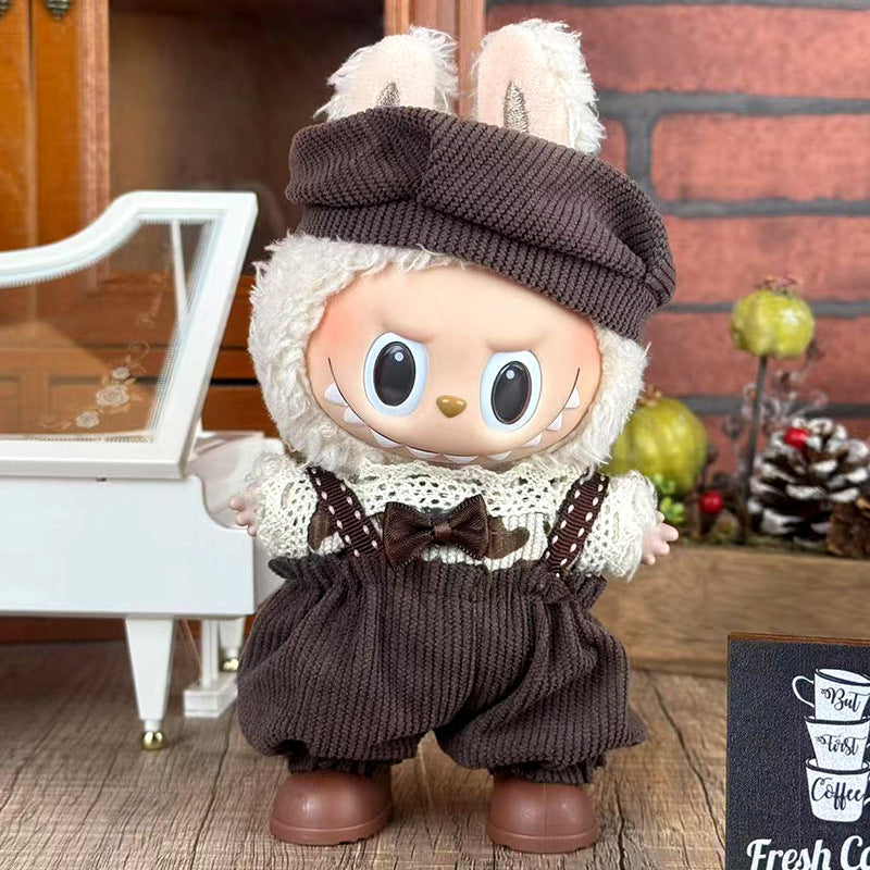 Suitable for labubu doll clothes 17cm Dark brown bow tie (Doll not included)