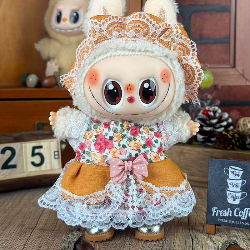 Suitable for labubu doll clothes 17cm Dark brown bow tie (Doll not included)