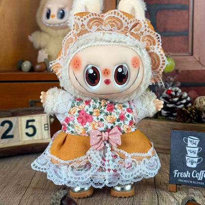 Suitable for labubu doll clothes 17cm Dark brown bow tie (Doll not included)